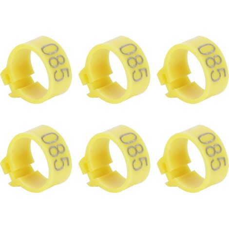 100 Bagues d'Identification pour Pigeons Numérotées 001-100, 10mm, Jaune - Accessoire Avicole