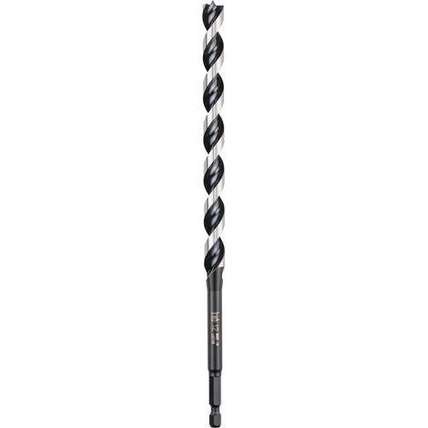 Mèche à serpentin ø 14 mm, 235 mm en acier CV poli brillant avec affûtage de pointe super tranchant, pointe de centrage et tige E 6.9 (1/5)