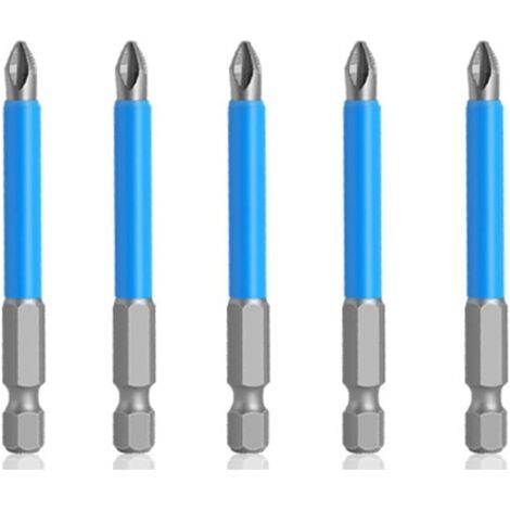 BUNTHAUS Lot de 5 embouts de tournevis PH2 de 65 mm, tige hexagonale de 1/4 , embouts cruciformes antidérapants pour tournevis à main électrique (1/5)