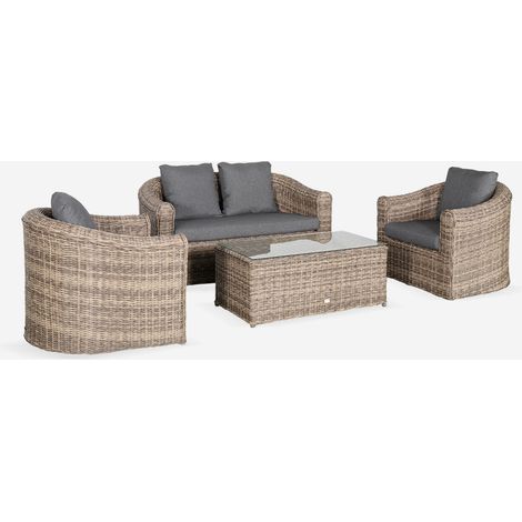 Conjunto de jardín de resina tejida, 4 plazas (1/5)