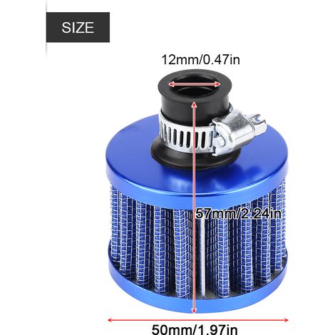 Universeller 12-mm-Kaltluftansaugfilter für Pkw, Set mit Kurbelgehäuseentlüftungsdeckel, blau, Motorleistungs-Teil (1/5)