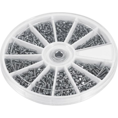 Kit d'assortiment de petites vis et écrous, 600 pièces, 12 types, pour montres et lunettes : M1, M1.2, M1.4, M1.6 (1/5)
