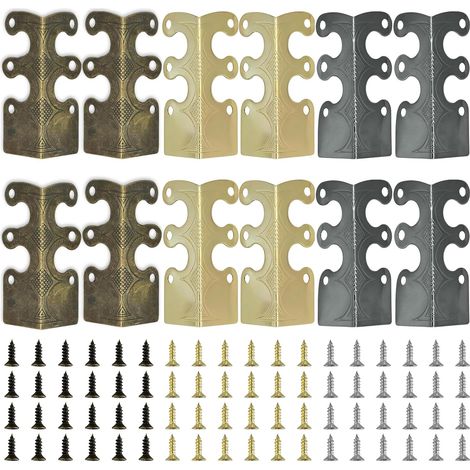 Skirting Board Corner Guards, Vintage Skirting Board Corner Guards, Metal Corner Guards with Screws for Living Room, Bedroom, Kitchen, Wall Decor (Bronze, Gold, Nickel White) (1/5)