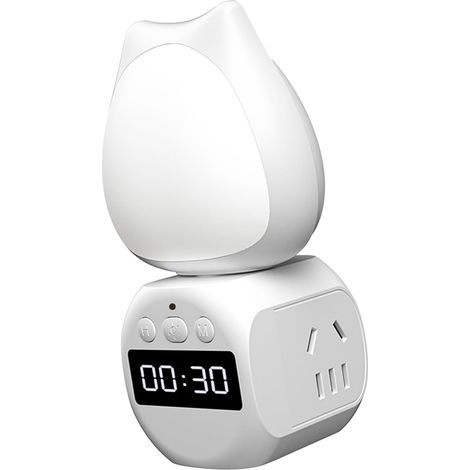 Veilleuse à Brancher, Veilleuse LED avec Conception Rotative à 350 ° et Affichage de l'horloge, Mini en Plastique pour Couloir de Chambre d'enfant, Utilisation à Double Prise (WHITE)