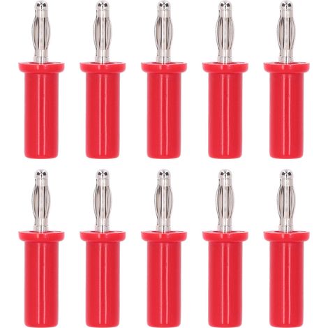 Fiche J.10013, fiche banane à collerette 4mm en cuivre pur, modèle fleur de lanterne, à souder, lot de 10 rouges. (1/5)