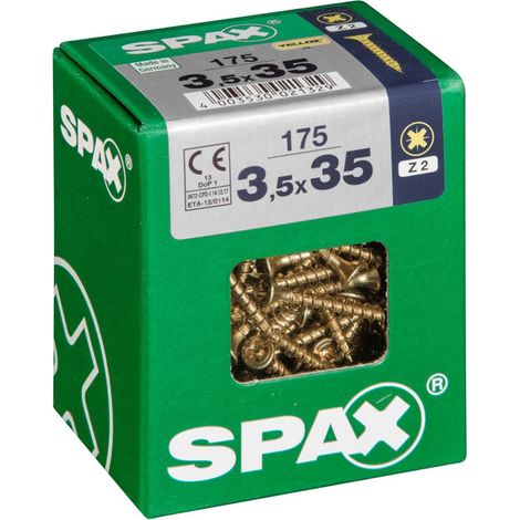 Set di 175 viti in acciaio a testa svasata pozidriv SPAX, Diam.3,5 mm x L.35 mm SPAX (1/5)
