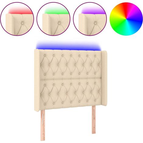Maison Exclusive - Cabecero con LED de tela color crema 103x16x11 (1/5)
