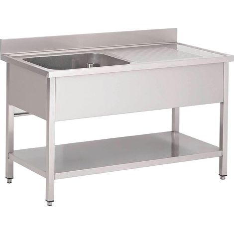 Plonge Inox Professionnelle - avec Etagère - Profondeur 700 - Gastro M
