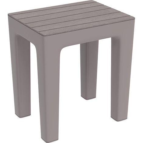 Sgabello bagno e casa in plastica effetto legno Colore tortora 38x29x41,5 cm Feridras Linea Woody