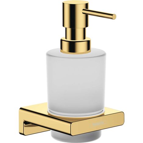Hansgrohe AddStoris - Dispensador de jabón con soporte, cristal mate/aspecto de oro pulido 41745990 (1/3)