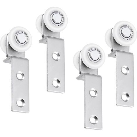 4 Pièces 20mm Roulettes Porte Coulissante, Bloc de Poulie de Roulement En Métal de Tuyau de Courbure, Roulette Placard avec Deux Roues en Plastique (1/5)