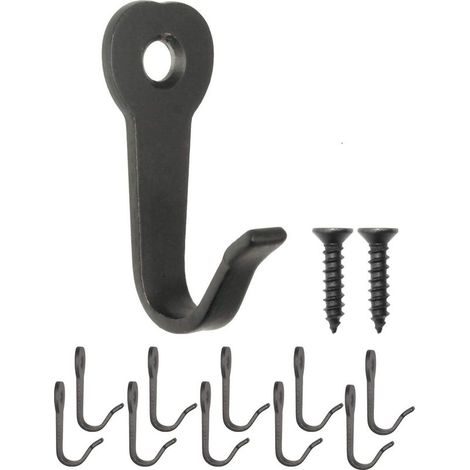 Set mit 10 klassischen Spindhaken, Eisenhaken, Metallhaken, Fotohaken, Vintage-Retro-Landhausstil, 39 x 22 mm, schwarz (1/5)