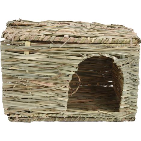 Kaninchenkäfig aus Naturstroh, komfortables, faltbares Haus für Kleintiere (1/5)