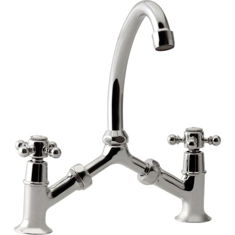 Paini France – Mélangeur à pont chromé pour lavabo et cuisine – Bec col de cygne 27,6 cm – Système tirette pour vidange hygiénique – Corps en laiton durable (1/3)
