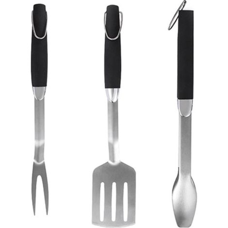 Ensemble barbecue en acier inoxydable - Fourchette pour barbecue d'extérieur - Accessoires barbecue - Pince multifonctionnelle - Spatule professionnelle pour barbecue - Kit d'ustensiles pour barbecue (1/5)