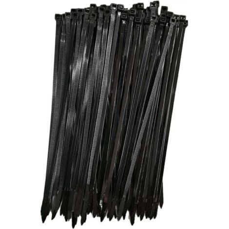 Collier de Serrage Réutilisable Plastique, 250 mm x 7,6 mm, Attache Câble Réutilisables, Serre Câbles Rilsan Nylon, Colliers Serre-Cable 250mm, Noir, Lot de 100 Pièces (1/5)