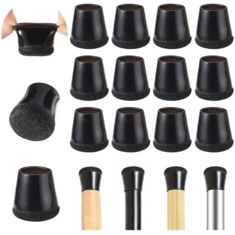20 Stück Stuhlbeinkappen, elastische Stuhlpolster, Stuhlbeinschoner aus Filz, 14–20 mm Stuhlpolster zur Vermeidung von Bodenkratzern (schwarz) FLITI