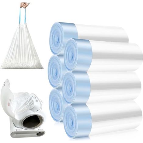 Sacs à litière portables pour chats : 6 rouleaux contenant 90 sacs robustes pour litière pour chats, faciles à remplacer et autonettoyants. (1/5)