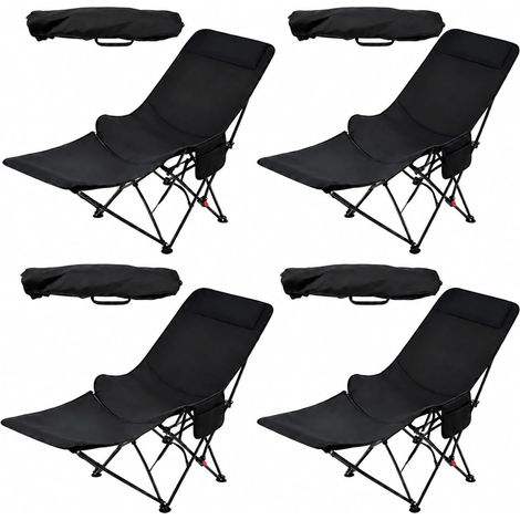 Lot de 4 Chaises de Camping 2-en-1 avec Repose-Pieds 150kg – Chaise Pliante Réglable 3 Positions, Fauteuil Relax pour Camping, Pêche et Extérieur (1/5)