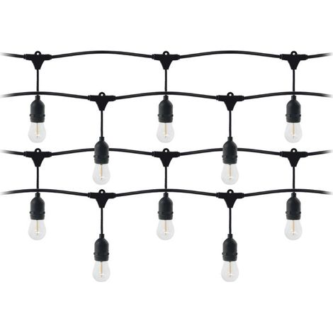 Guirlande Guinguette LED 220V 20M avec 20 Ampoules E27 1W Raccordable - Blanc Chaud  - Blanc Chaud () - SILUMEN (1/5)
