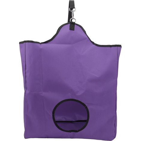 Sac de foin résistant pour chevaux et cochons d'Inde, grande capacité en tissu Oxford 600D, couleur violette, anti-salissure. (1/5)