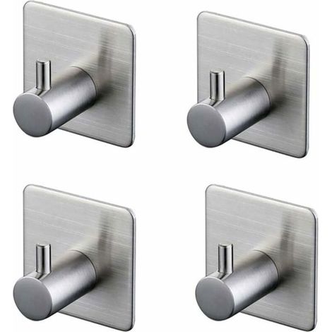 4-teiliges 3M-Klebehaken-Set, Wandhaken fürs Badezimmer, Edelstahl, Silber (1/5)