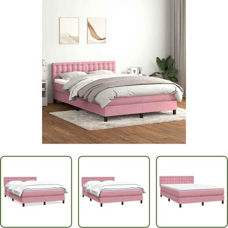 Matratze - Boxspringbett mit Matratze Rosa 140x220 cm Samt (1/5)