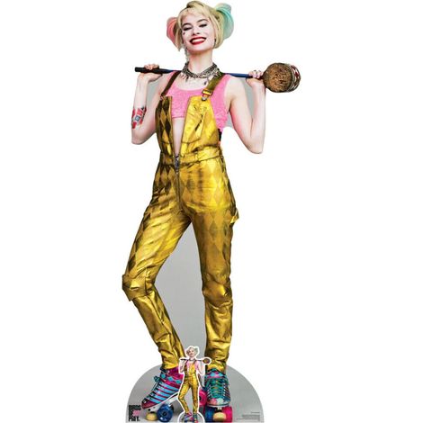 Figurine en carton Harley Quinn (Margot Robbie) salopette dorée film Birds of Prey Hauteur 169 CM (1/5)