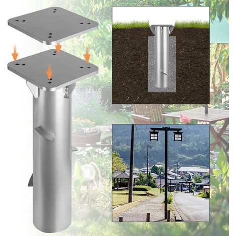 Parasole base balcone ringhiera universale piastra pavimento argento metallo inox (1/5)