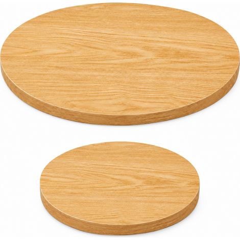 Juego de 2 bandejas redondas con aspecto de madera natural – Ø70 cm + Ø50 cm, 1,8 cm de grosor, revestimiento de melamina, solo bandejas, marco no incluido. (1/5)