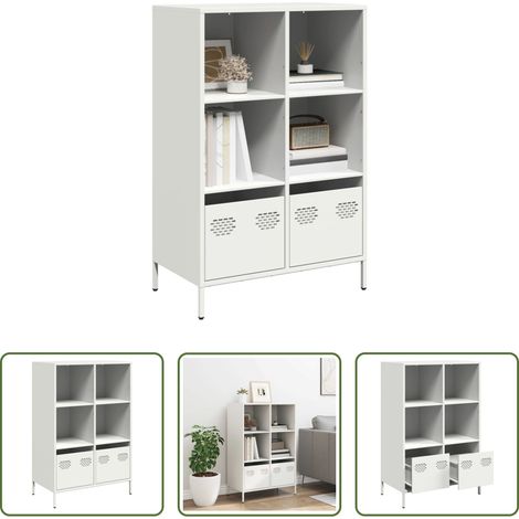 Stahl Schrank -  Highboard Weiß 68x39x103,5 cm Stahl (1/5)