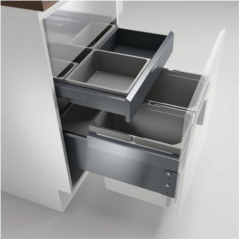 Naber Cox® Base 360 K/500-2 mit Base-Board, Abfallsammler für Frontauszüge, ohne Biodeckel, hellgrau (1/2)
