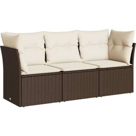 Maison Exclusive - Set sofás de jardín 3 piezas y cojines ratán s