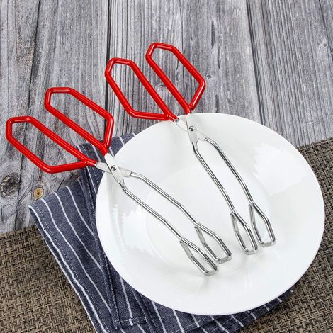 Pince-ciseaux barbecue en acier inoxydable, 28 cm, lot de 2, résistant à la chaleur, idéal pour retourner saucisses et viandes (1/4)