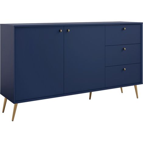 Buffet Design AZURÉA – 2 Türen & 3 Schubladen – Tiefblau – 156x89x41 cm