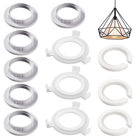 12 Pièces Abat-jour Anneau Convertisseur Kit, Reducteur Anneau Abat Jour E27 vers E14, Bague de Abat Jour à Vis E14 (1/5)