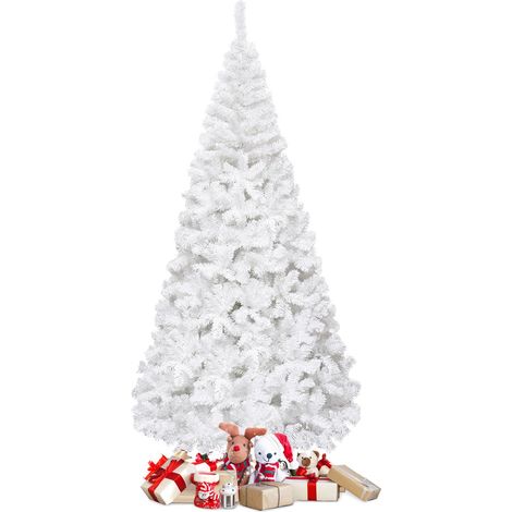 Albero di Natale artificiale 210cm in PVC con 950 rami supporto in metallo piedi in gomma Bianco (1/4)