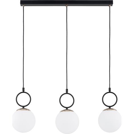 Suspension noire/or 3 globes blancs E14 Lister Alfa (1/2)
