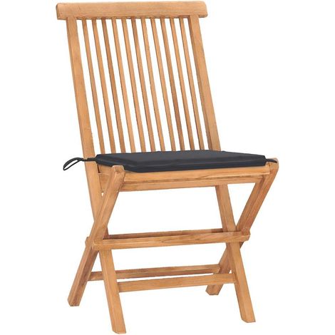 Set da Pranzo Giardino Pieghevole 3 pz Salotto da Giardino Cuscino Massello di Teak (1/5)