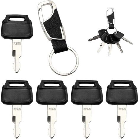 Pair 5 Pièces K250 Clés D'allumage de Remplacement, Clés de Rechange de Contact, Clés d'allumage d'usine, avec Porte Clés, Compatibles avec Kawasaki Kobelco Chargeuses (1/5)