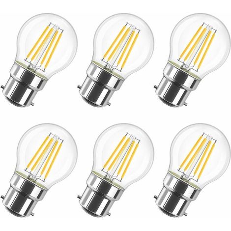 4W Ampoule LED Filament à Bayonnate G45 B22, 2700K Blanc Chaud, 470Lm, Ampoule Vintage, Non-dimmable, Lot de 6 [Classe énergétique E] (1/5)