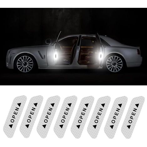 KZQ - Confezione da 8 adesivi riflettenti, strisce riflettenti impermeabili, per il bordo della portiera dell'auto (argento) (1/4)