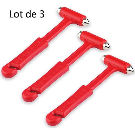 Lot de 3 Marteau Casse-Verre Voiture 2 en 1, Coupe-Ceinture de Sécurité d'Urgence, Outil de Sauvetage pour Tout Type de Véhicule (1/5)