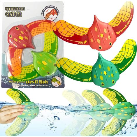 2 Pack Diving Toys for Kids, Swimming Pool Toys, Water Toys for Teens and Kids (Red and Green) (1/5)