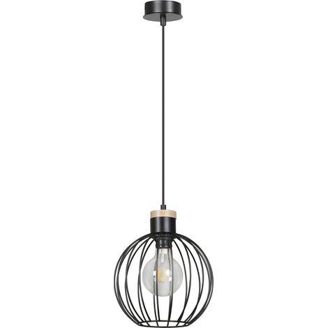Suspension Emibig Barbado noire métal/bois 1xE27 Ø22 (1/5)