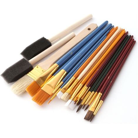 Ensemble de 25 pinceaux en bois multifonctionnels – Convient pour la gouache, l'aquarelle, la peinture à l'huile et l'acrylique – Ensemble complet pour artistes et étudiants (longueur des pinceaux : 1 (1/5)