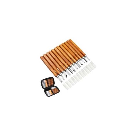 Kit d'outils de sculpture sur bois 12Pcs - professionnel Menuiserie Ciseaux à bois sur manche avec couvercles de protection pour bricoleur Sculpture Experts en charpentier et débutants