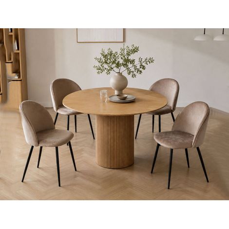 Dmora - Set di 4 sedie Stinson, Poltrona rivestita in velluto, Sedia da pranzo imbottita, Seduta per riunioni, 51x54h82 cm, Grigio, con imballo rinforzato (1/5)