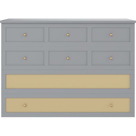 Lit armoire escamotable 140 x 200 cm gris avec tiroirs, étagère, USB et prise, sans matelas, HOMVRA (1/5)