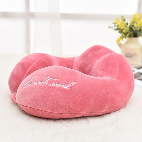 Oreiller en forme de U, oreiller cervical, oreiller de pause déjeuner, oreiller de bureau, de voiture ou de voyage, objet de sieste, oreiller adulte en forme de M, motif pastèque rouge (1/2)